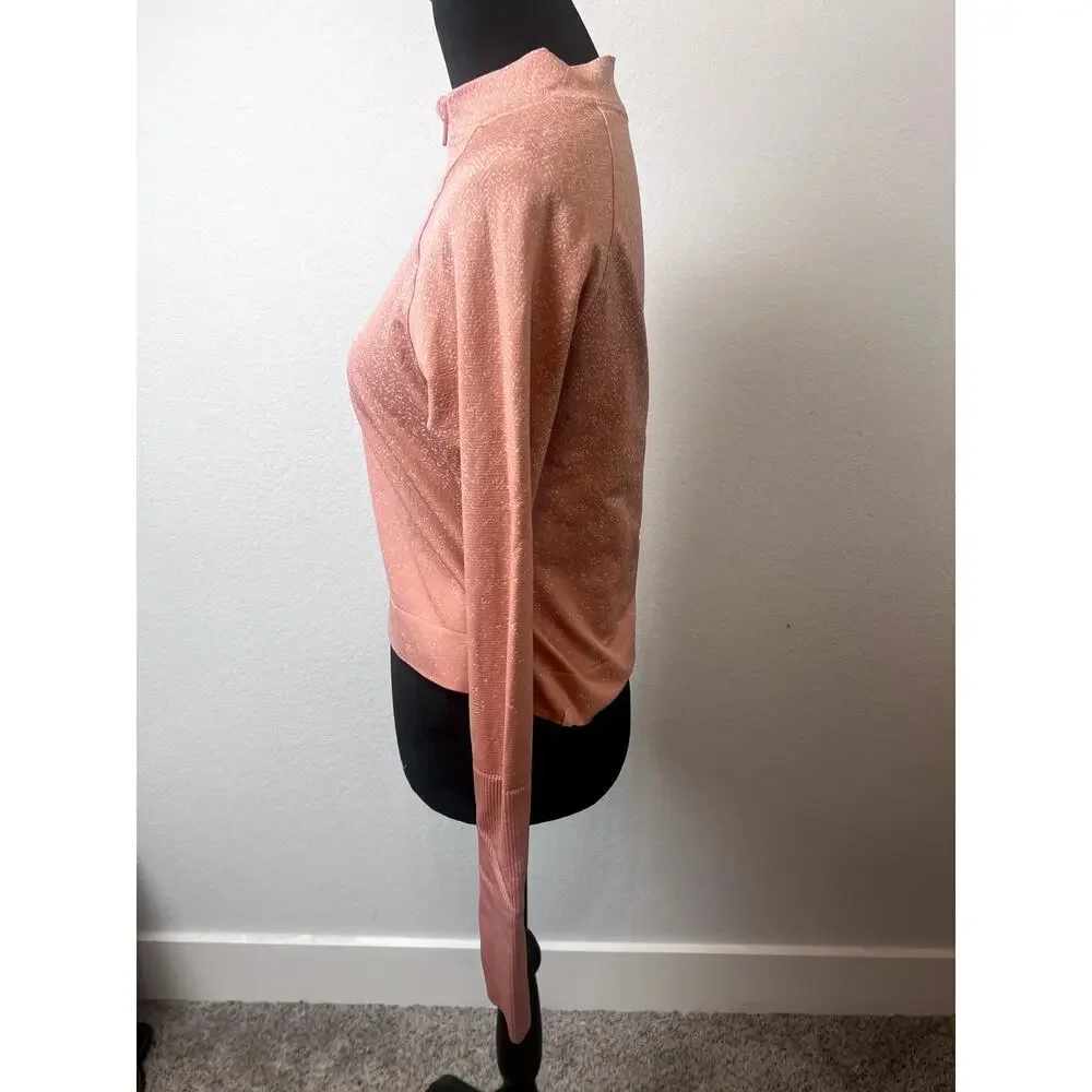 Lululemon Rest Less Cropped Half Zip Pink Savannah White Size 6